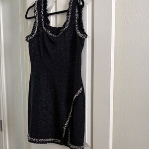 Francesca's Black Tweed Mini Dress with Fringe
